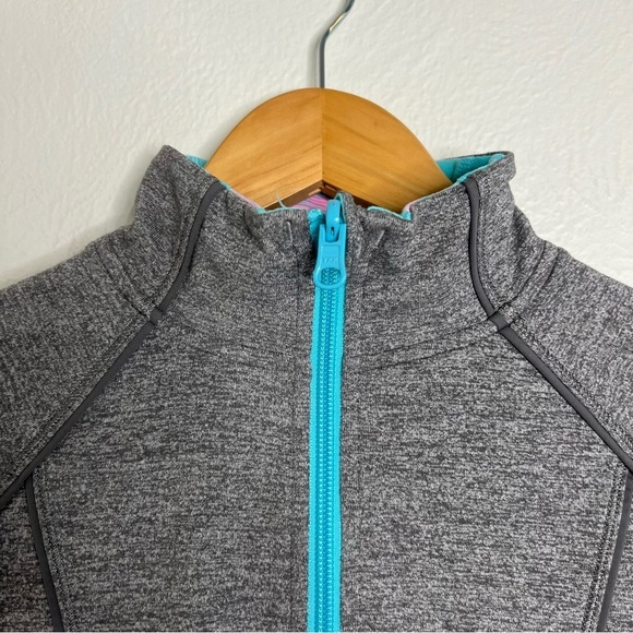 IVIVVA Girls Reversible Zip-Up Jacket Gray Teal Full Zip Pockets Activewear 10 - Picture 5 of 16